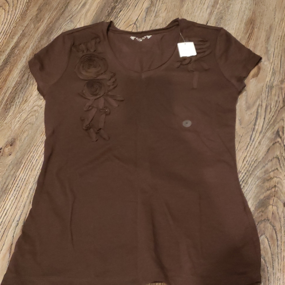 Brown short sleeve cato top